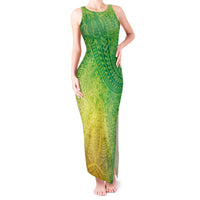 Hawaiian Turtles and Leis Tank Maxi Dress Tribal Kakau Pattern Fresh Summer Vibe LT03 Women Green - Polynesian Pride