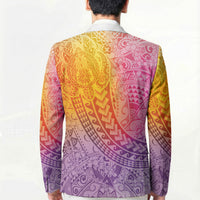 Hawaiian Turtles and Leis Blazer Tribal Kakau Pattern Magical Rainbow Sky