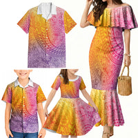 Hawaiian Turtles and Leis Family Matching Mermaid Dress and Hawaiian Shirt Tribal Kakau Pattern Magical Rainbow Sky LT03 - Polynesian Pride