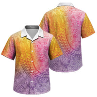 Hawaiian Turtles and Leis Family Matching Off Shoulder Maxi Dress and Hawaiian Shirt Tribal Kakau Pattern Magical Rainbow Sky LT03 Son's Shirt Multicolor - Polynesian Pride