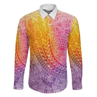 Hawaiian Turtles and Leis Family Matching Puletasi and Hawaiian Shirt Tribal Kakau Pattern Magical Rainbow Sky LT03 Daughter's Dress Multicolor - Polynesian Pride