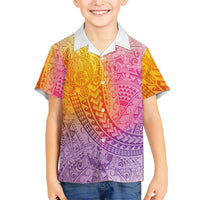 Hawaiian Turtles and Leis Hawaiian Shirt Tribal Kakau Pattern Magical Rainbow Sky LT03 - Polynesian Pride