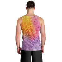 Hawaiian Turtles and Leis Men Tank Top Tribal Kakau Pattern Magical Rainbow Sky