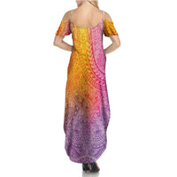 Hawaiian Turtles and Leis Summer Maxi Dress Tribal Kakau Pattern Magical Rainbow Sky LT03 - Polynesian Pride