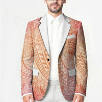 Hawaiian Turtles and Leis Blazer Tribal Kakau Pattern Peach Fuzz Color