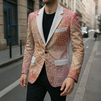 Hawaiian Turtles and Leis Blazer Tribal Kakau Pattern Peach Fuzz Color