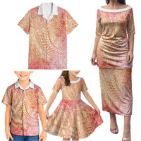 Hawaiian Turtles and Leis Family Matching Puletasi and Hawaiian Shirt Tribal Kakau Pattern Peach Fuzz Color LT03 - Polynesian Pride