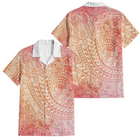 Hawaiian Turtles and Leis Family Matching Puletasi and Hawaiian Shirt Tribal Kakau Pattern Peach Fuzz Color LT03 Dad's Shirt - Short Sleeve Peach Fuzz - Polynesian Pride