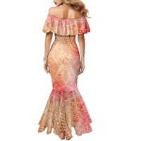 Hawaiian Turtles and Leis Mermaid Dress Tribal Kakau Pattern Peach Fuzz Color LT03 - Polynesian Pride