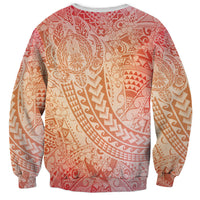 Hawaiian Turtles and Leis Sweatshirt Tribal Kakau Pattern Peach Fuzz Color
