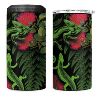 New Zealand Chameleon and Gecko 4 in 1 Can Cooler Tumbler Maori Silver Fern and Pohutukawa Decoration