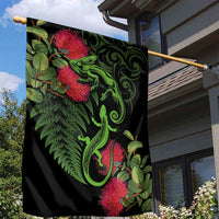 New Zealand Chameleon and Gecko Garden Flag Maori Silver Fern and Pohutukawa Decoration LT03 - Polynesian Pride