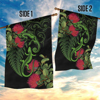 New Zealand Chameleon and Gecko Garden Flag Maori Silver Fern and Pohutukawa Decoration LT03 - Polynesian Pride