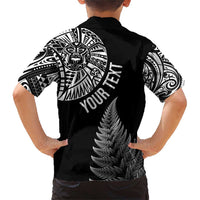 Personalised New Zealand Maori Art Tattoo and Silver Fern Family Matching Short Sleeve Bodycon Dress and Hawaiian Shirt LT03 - Polynesian Pride