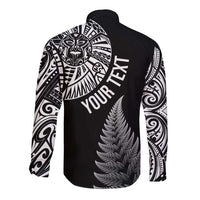 Personalised New Zealand Maori Art Tattoo and Silver Fern Long Sleeve Button Shirt