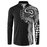 Polynesian Art Traditional Tattoo Pattern Button Sweatshirt