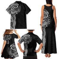 Polynesian Art Traditional Tattoo Pattern Family Matching Tank Maxi Dress and Hawaiian Shirt