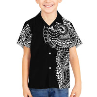 Polynesian Art Traditional Tattoo Family Matching Long Sleeve Bodycon Dress and Hawaiian Shirt Simple Style LT03 Son's Shirt Black - Polynesian Pride