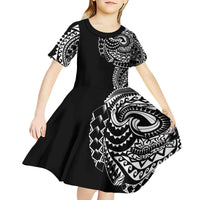 Polynesian Art Traditional Tattoo Kid Short Sleeve Dress Simple Style