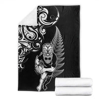 New Zealand Maori Warrior Rugby Blanket Silver Fern