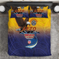 American Samoa Fautasi Bedding Set Bald Eage and Sailfish with Kakau Motifs - Polynesian Pride