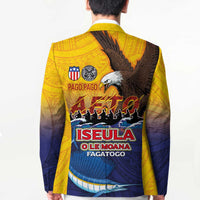 American Samoa Fautasi Blazer Bald Eage and Sailfish with Kakau Motifs - Polynesian Pride