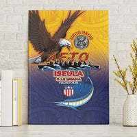 American Samoa Fautasi Canvas Wall Art Bald Eage and Sailfish with Kakau Motifs - Polynesian Pride