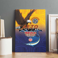 American Samoa Fautasi Canvas Wall Art Bald Eage and Sailfish with Kakau Motifs - Polynesian Pride