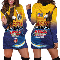 American Samoa Fautasi Hoodie Dress Bald Eage and Sailfish with Kakau Motifs - Polynesian Pride