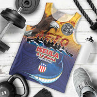 American Samoa Fautasi Men Tank Top Bald Eage and Sailfish with Kakau Motifs - Polynesian Pride