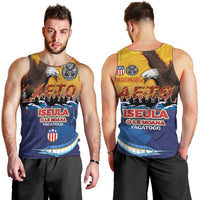 American Samoa Fautasi Men Tank Top Bald Eage and Sailfish with Kakau Motifs - Polynesian Pride