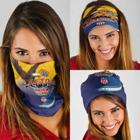 American Samoa Fautasi Neck Gaiter Bald Eage and Sailfish with Kakau Motifs - Polynesian Pride