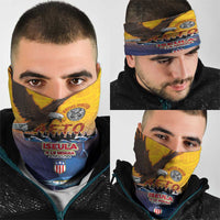 American Samoa Fautasi Neck Gaiter Bald Eage and Sailfish with Kakau Motifs - Polynesian Pride
