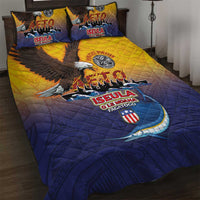 American Samoa Fautasi Quilt Bed Set Bald Eage and Sailfish with Kakau Motifs - Polynesian Pride