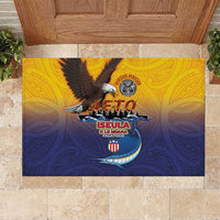 American Samoa Fautasi Rubber Doormat Bald Eage and Sailfish with Kakau Motifs - Polynesian Pride