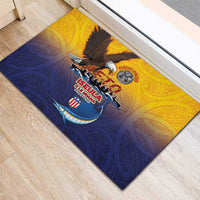 American Samoa Fautasi Rubber Doormat Bald Eage and Sailfish with Kakau Motifs - Polynesian Pride