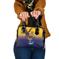 American Samoa Fautasi Shoulder Handbag Bald Eage and Sailfish with Kakau Motifs - Polynesian Pride