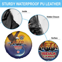 American Samoa Fautasi Spare Tire Cover Bald Eage and Sailfish with Kakau Motifs - Polynesian Pride