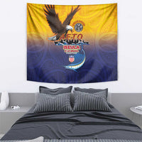 American Samoa Fautasi Tapestry Bald Eage and Sailfish with Kakau Motifs - Polynesian Pride