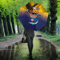 American Samoa Fautasi Umbrella Bald Eage and Sailfish with Kakau Motifs - Polynesian Pride