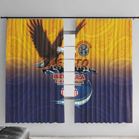 American Samoa Fautasi Window Curtain Bald Eage and Sailfish with Kakau Motifs - Polynesian Pride