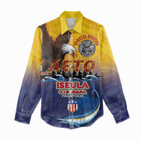 American Samoa Fautasi Women Casual Shirt Bald Eage and Sailfish with Kakau Motifs - Polynesian Pride