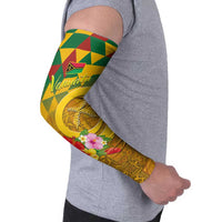 Melanesian Vanuatu Arm Sleeves With Tapa Tribal Pattern and Triangle Geometric Tricolor - Polynesian Pride