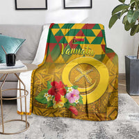 Melanesian Vanuatu Blanket With Tapa Tribal Pattern and Triangle Geometric Tricolor - Polynesian Pride