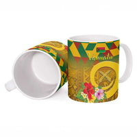 Melanesian Vanuatu Ceramic Mug With Tapa Tribal Pattern and Triangle Geometric Tricolor - Polynesian Pride