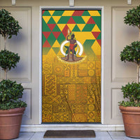 Melanesian Vanuatu Door Cover With Tapa Tribal Pattern and Triangle Geometric Tricolor - Polynesian Pride