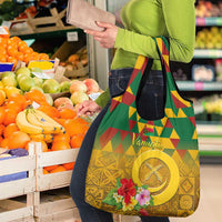 Melanesian Vanuatu Grocery Bag With Tapa Tribal Pattern and Triangle Geometric Tricolor - Polynesian Pride