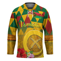 Melanesian Vanuatu Hockey Jersey With Tapa Tribal Pattern and Triangle Geometric Tricolor - Polynesian Pride