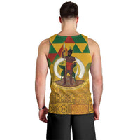 Melanesian Vanuatu Men Tank Top With Tapa Tribal Pattern and Triangle Geometric Tricolor - Polynesian Pride