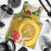 Melanesian Vanuatu Men Tank Top With Tapa Tribal Pattern and Triangle Geometric Tricolor - Polynesian Pride